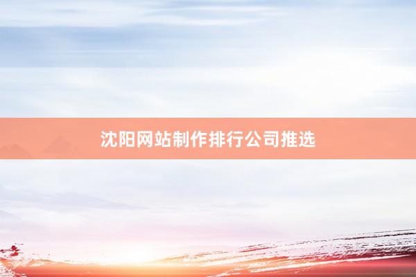 沈阳网站制作排行公司推选