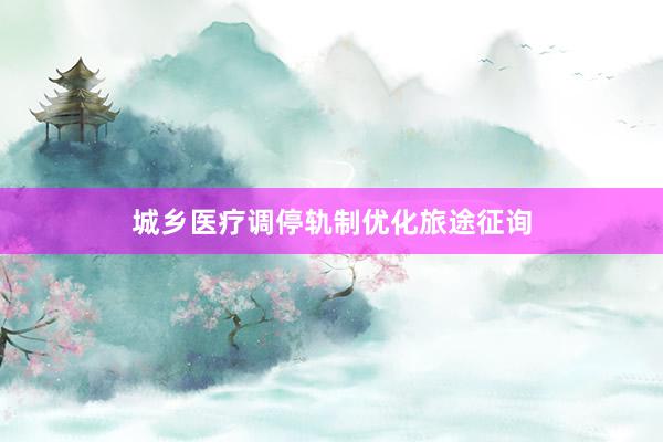 城乡医疗调停轨制优化旅途征询