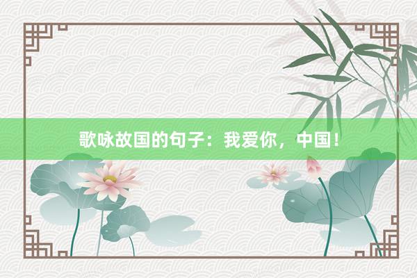 歌咏故国的句子:我爱你,中国!